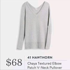 Stitchfix 41 Hawthorn Chaya Textured Elbow Patch V-Neck Wool Pullover XXL